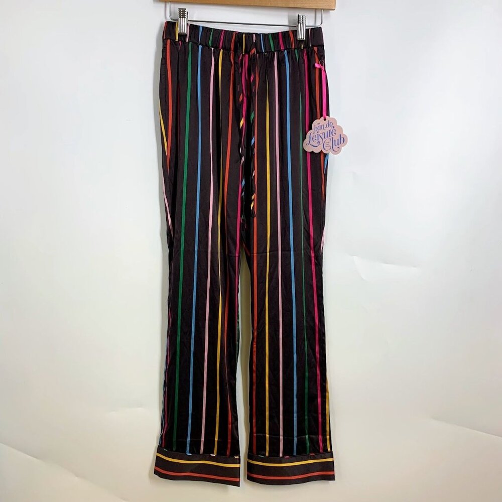 Ban.do Women's Silk Striped Stretch Straight Leg Pajama Pants Size XS NWT